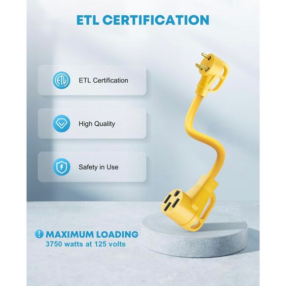 Kohree RV Plug Adapter 18" 30A Male to 50A Female Power Cord - Picture 5 of 12